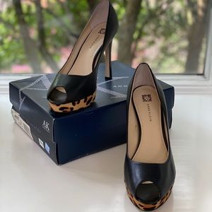Anne Klein Women’s Cow Fur Leopard Heels 10